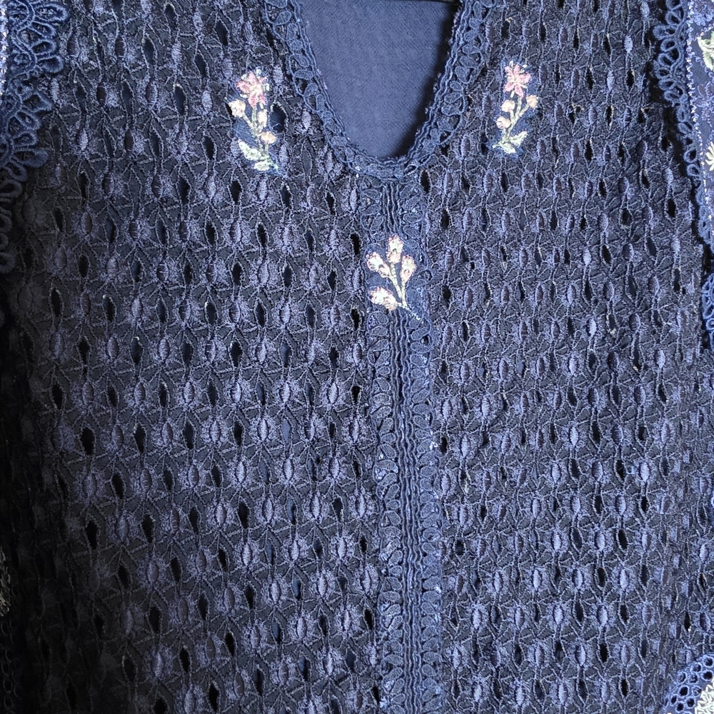Suffuse By Sana Yasir Navy Blue Salwar Kameez 4‎ Piece Set Sz Medium - Picture 4 of 9